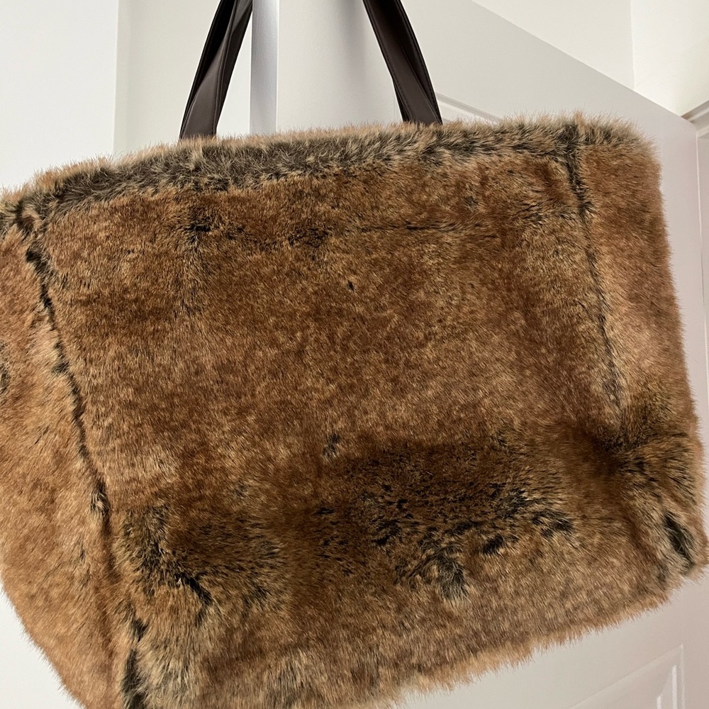 Brown Faux Fur Tote Bag